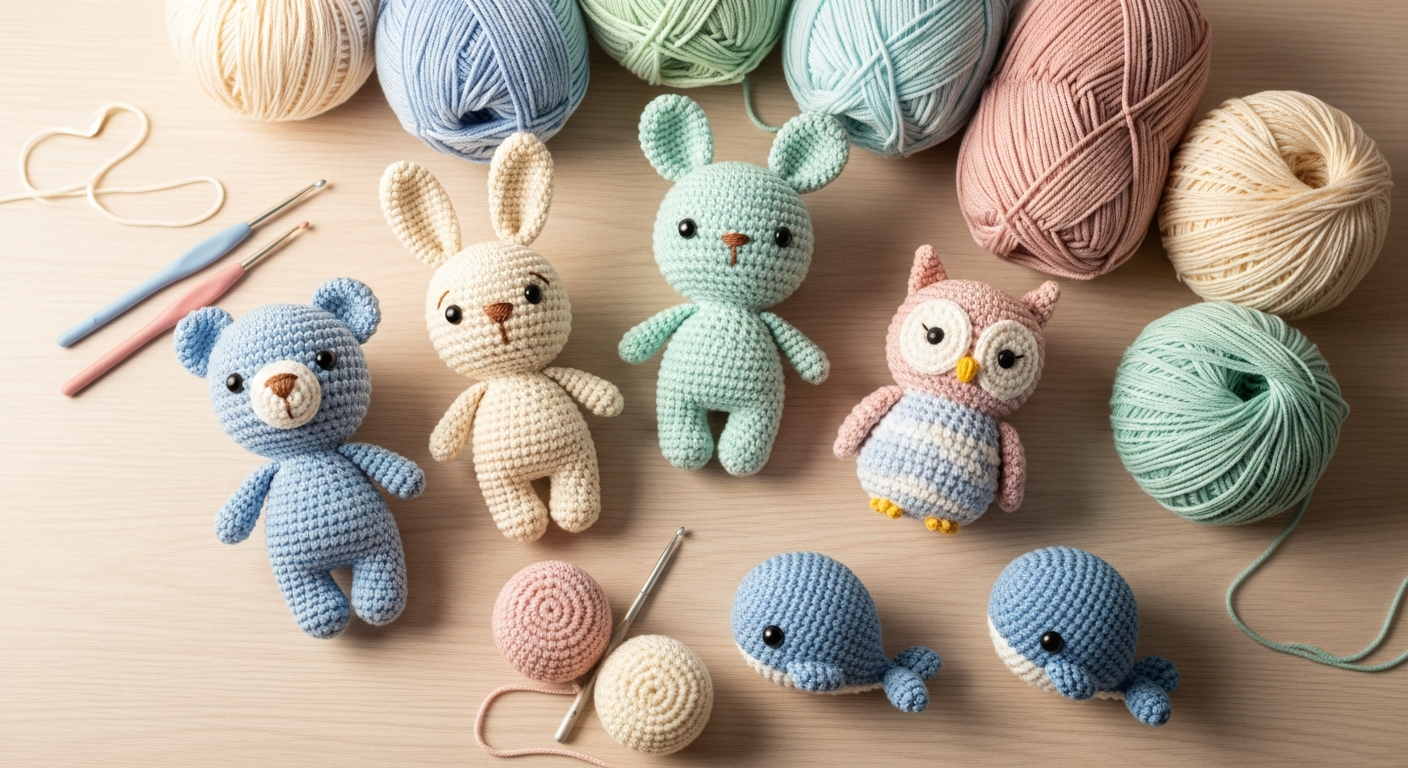 Вязаные игрушки амигуруми — результат обучения на курсе Coreon